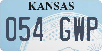 KS license plate 054GWP