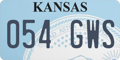 KS license plate 054GWS