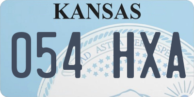 KS license plate 054HXA