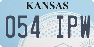 KS license plate 054IPW