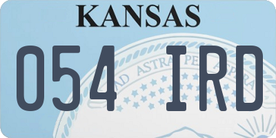 KS license plate 054IRD
