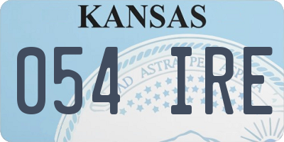 KS license plate 054IRE