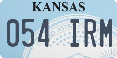 KS license plate 054IRM