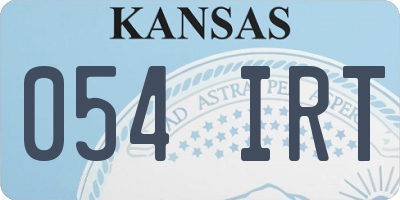 KS license plate 054IRT