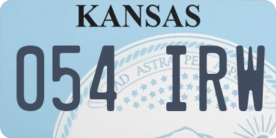 KS license plate 054IRW