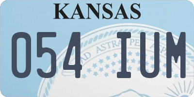 KS license plate 054IUM