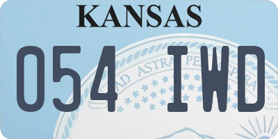 KS license plate 054IWD