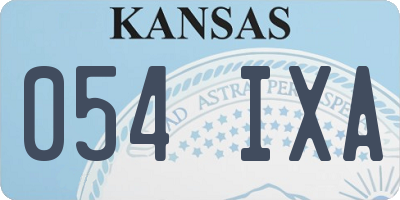 KS license plate 054IXA