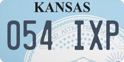 KS license plate 054IXP