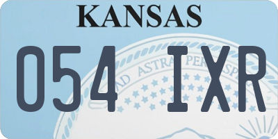 KS license plate 054IXR