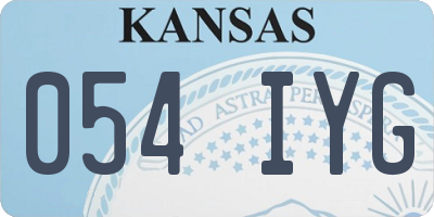 KS license plate 054IYG