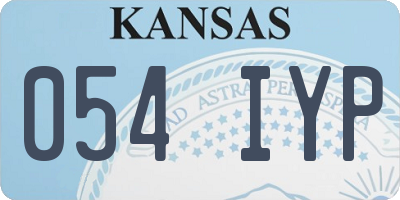 KS license plate 054IYP