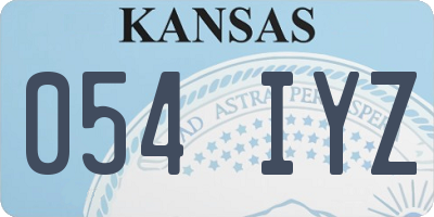 KS license plate 054IYZ