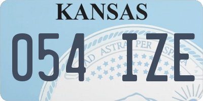 KS license plate 054IZE