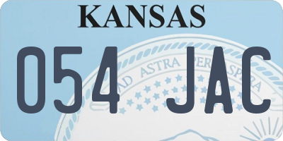 KS license plate 054JAC