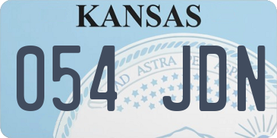 KS license plate 054JDN