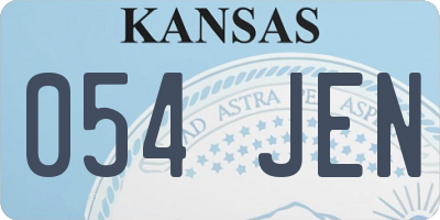 KS license plate 054JEN