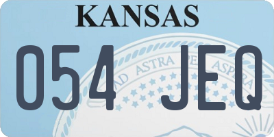 KS license plate 054JEQ