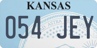 KS license plate 054JEY