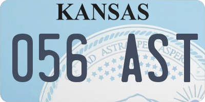 KS license plate 056AST