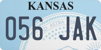 KS license plate 056JAK
