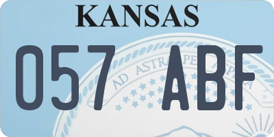 KS license plate 057ABF
