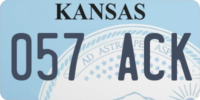 KS license plate 057ACK