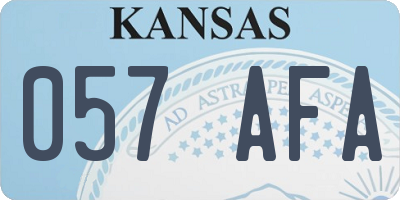 KS license plate 057AFA