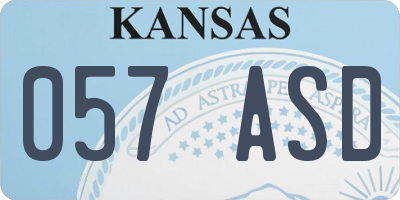 KS license plate 057ASD