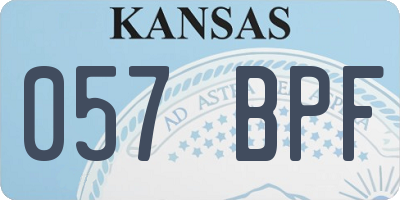 KS license plate 057BPF