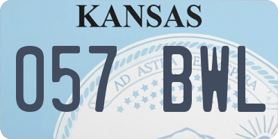 KS license plate 057BWL