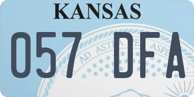 KS license plate 057DFA