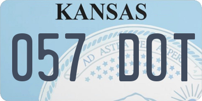 KS license plate 057DOT