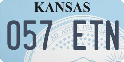 KS license plate 057ETN