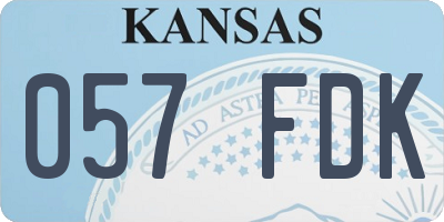 KS license plate 057FDK