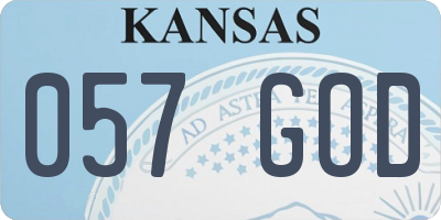KS license plate 057GOD