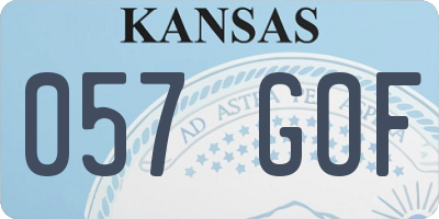 KS license plate 057GOF