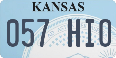 KS license plate 057HIO