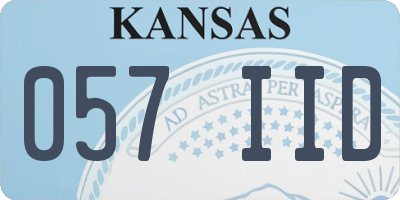 KS license plate 057IID