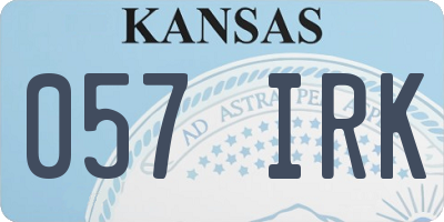 KS license plate 057IRK