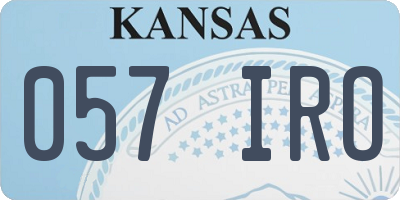 KS license plate 057IRO