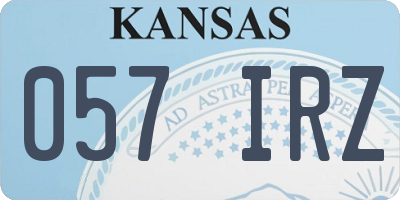KS license plate 057IRZ