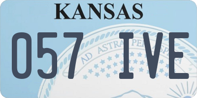 KS license plate 057IVE