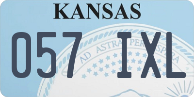 KS license plate 057IXL