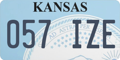 KS license plate 057IZE