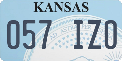 KS license plate 057IZO