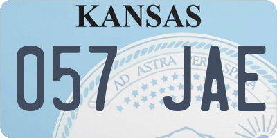KS license plate 057JAE