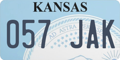 KS license plate 057JAK