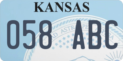 KS license plate 058ABC