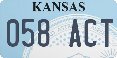 KS license plate 058ACT